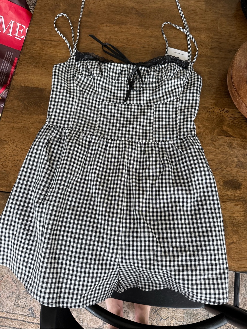 NWT Princess Polly lace trim halterneck romper in black & white gingham - Picture 12 of 16
